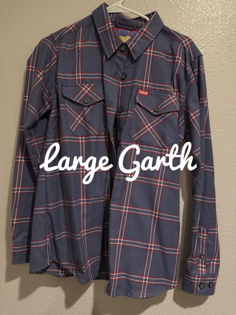 DIXXON Navy Plaid Button-Up Shirt with Red & White Stripes